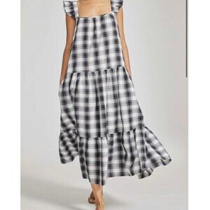 BB Dakota Steve Madden Prairie Life Plaid Spring  Tiered Midi Long Dress S NWT